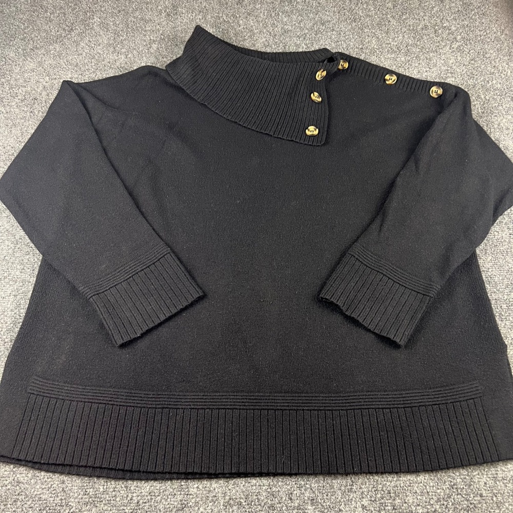 Westbound Woman Black Button Cowl Neck Knit Sweater 3X Plus Size Rayon Blend